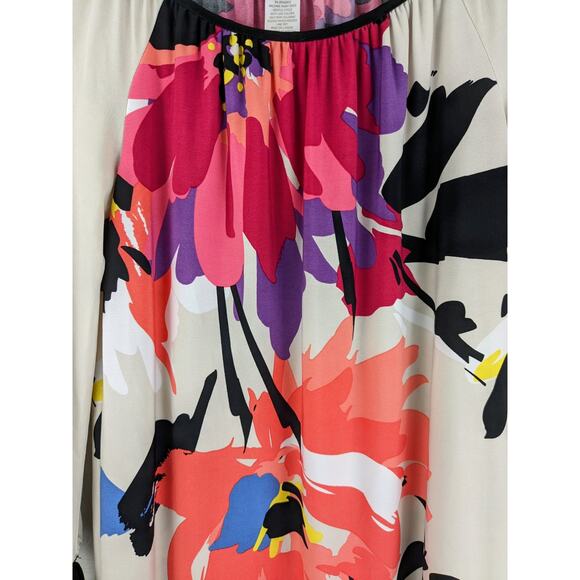 LONDON TIMES 3/4 Sleeve Floral & Tan Shift Dress Size 4 - Picture 4 of 9